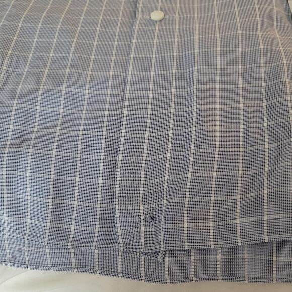 Ermenegildo Zegna Shirt Mens 17 43 Blue White Plaid Regular Fit Business Career - Picture 4 of 16